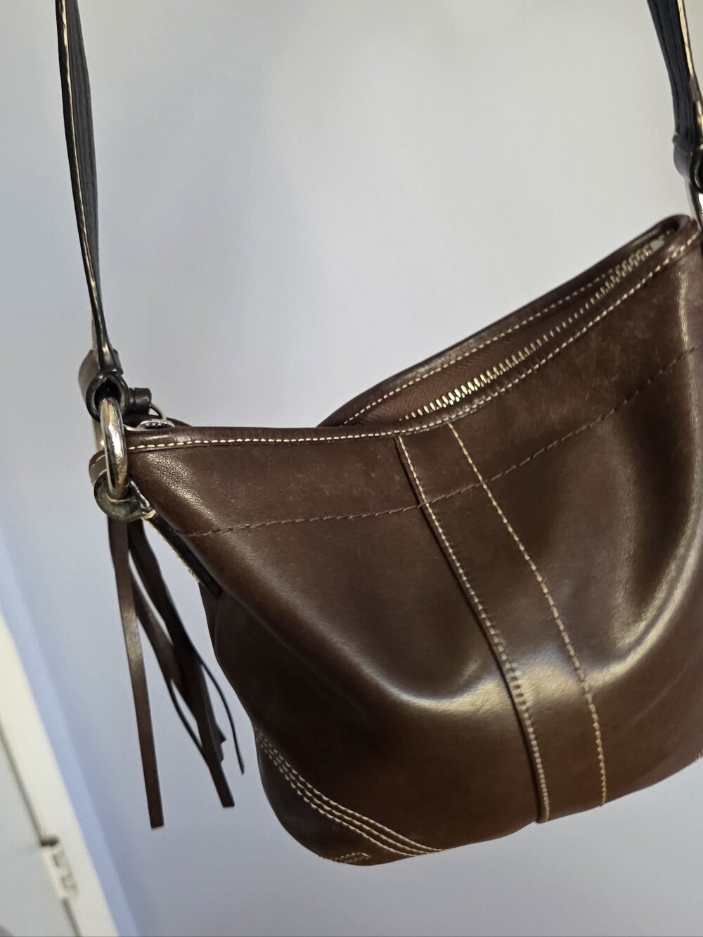 COACH Brown Leather Crossbody Bag Adjustable Strap- Y2K - Picture 11 of 11